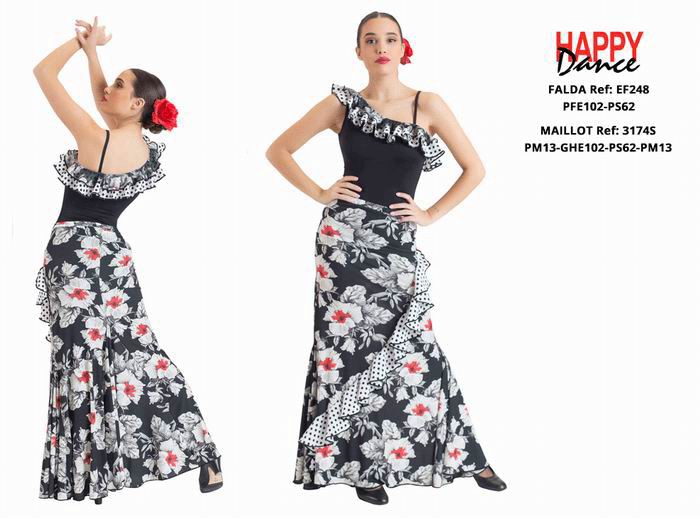 Happy Dance. Jupe Flamenca pour Femme, pour Entrainements ou Représentation. Ref. EF248PFE102PS62